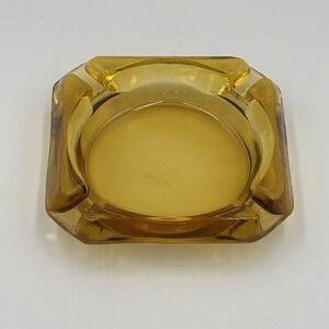VINTAGE ASHTRAY Amber Glass MCM Mid Century Modern 60s 70